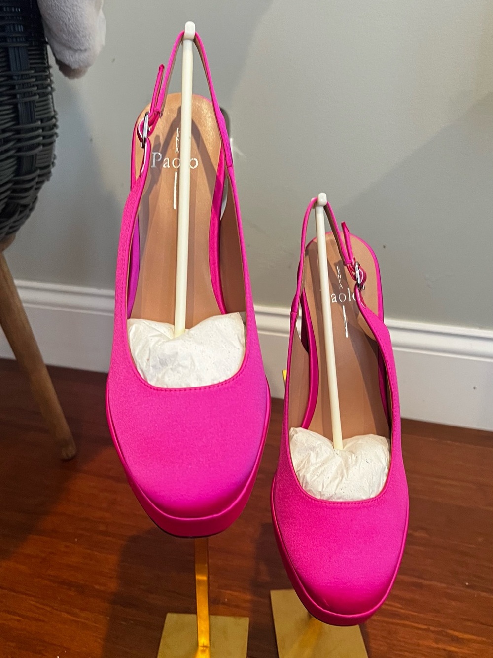 Paolo Satin Slingback Platform Pumps - Fuchsia Pink